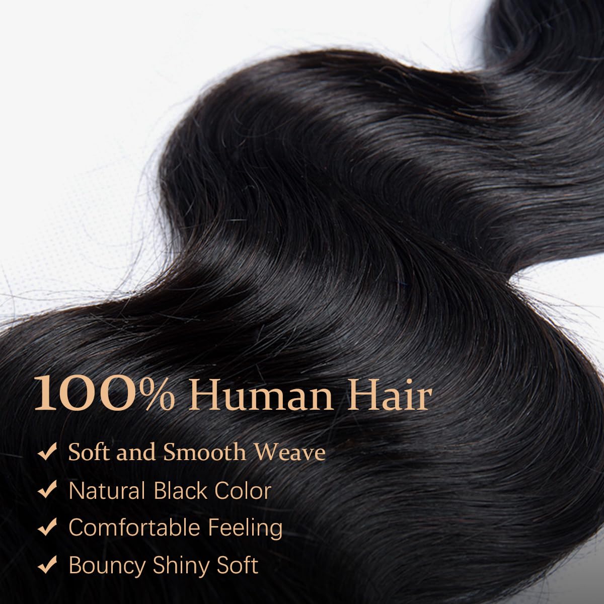 Moluxeu 12A body wave bundles 24-inch natural black color blend