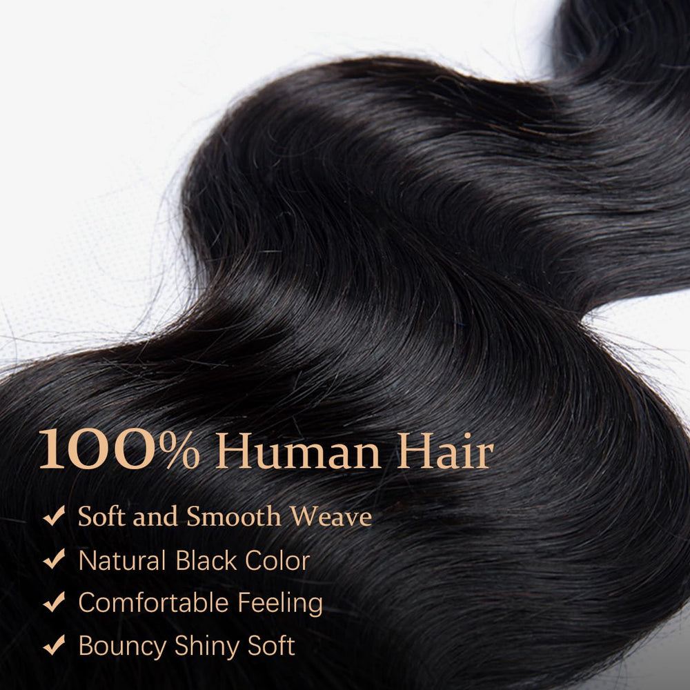 Moluxeu 12A body wave bundles 24-inch natural black color blend