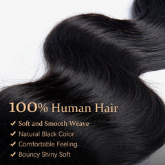 Moluxeu 12A body wave bundles 24-inch natural black color blend