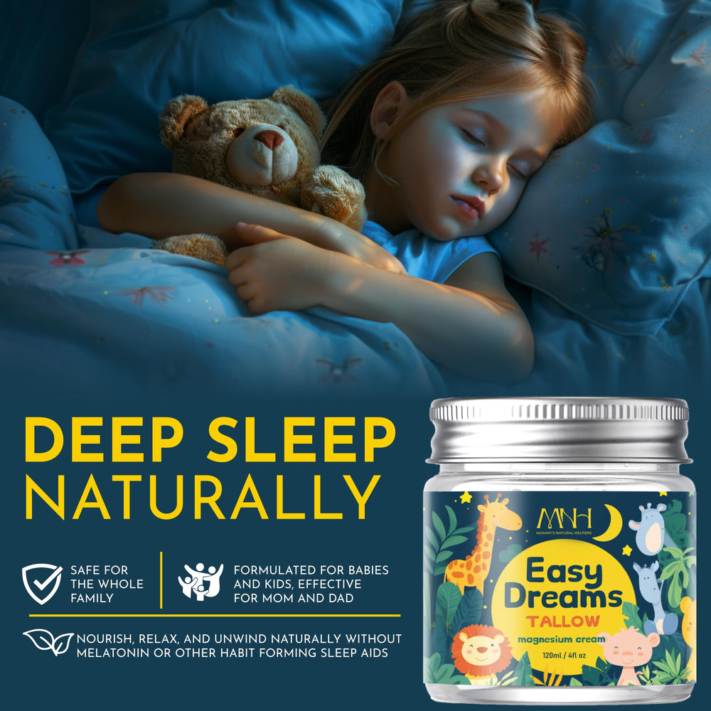 Mommy's Natural Helpers magnesium lotion kids bottle shows lavender scent for bedtime calm.