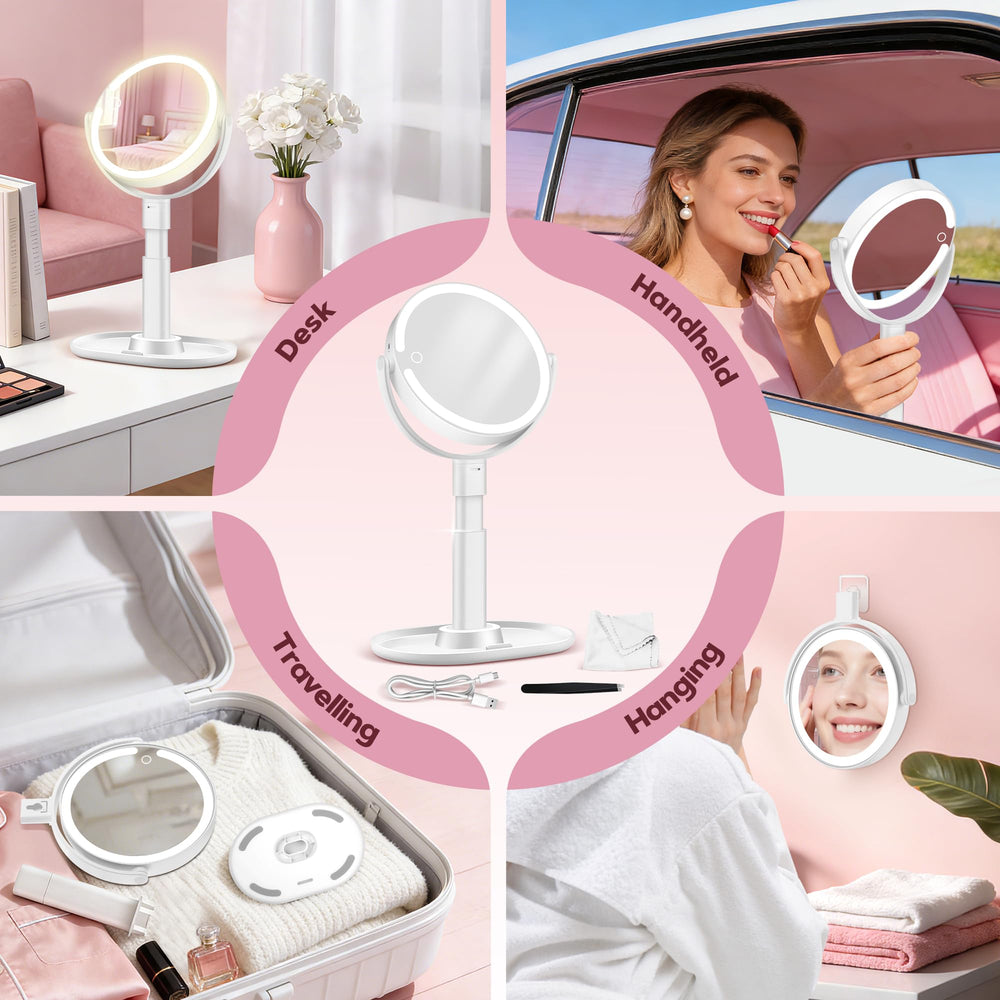 Momokuba glossy white vanity mirror complements modern bathroom decor.