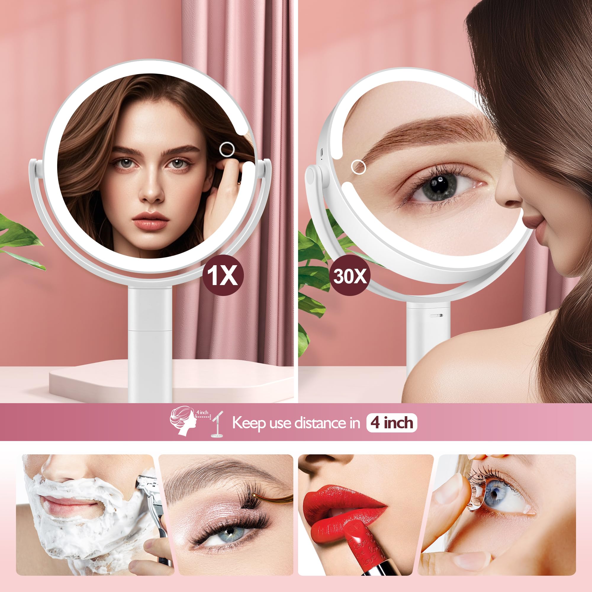 Momokuba height-adjustable mirror with swivel offers comfortable viewing angles.