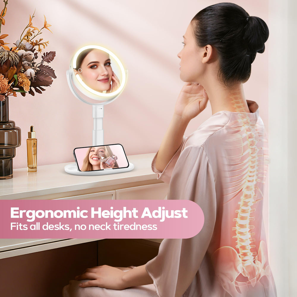 Momokuba rechargeable mirror with 3000mAh battery supports cordless skincare sessions.