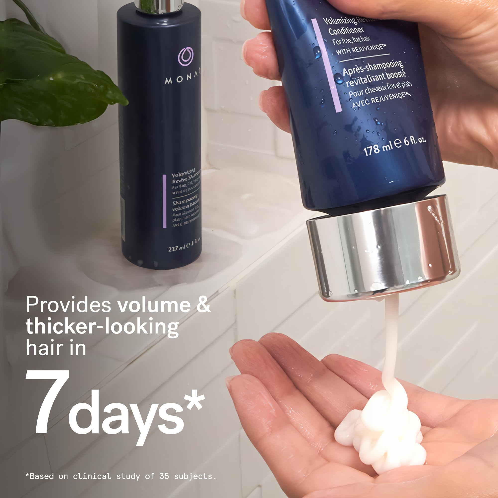 MONAT Pea extract density boost image demonstrates fuller appearance without weighing down