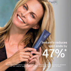 Applying Rejuvabeads to mid-lengths and ends improves manageability and reduces frizz.