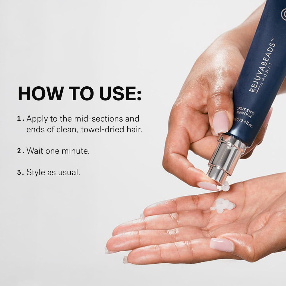 Rejuveniqe-infused MONAT serum bottle ready for daily use on hair.