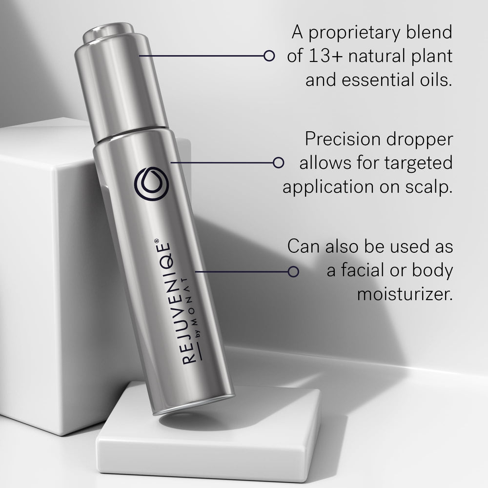 REJUVENIQE oil pump application for easy pre-shampoo use.