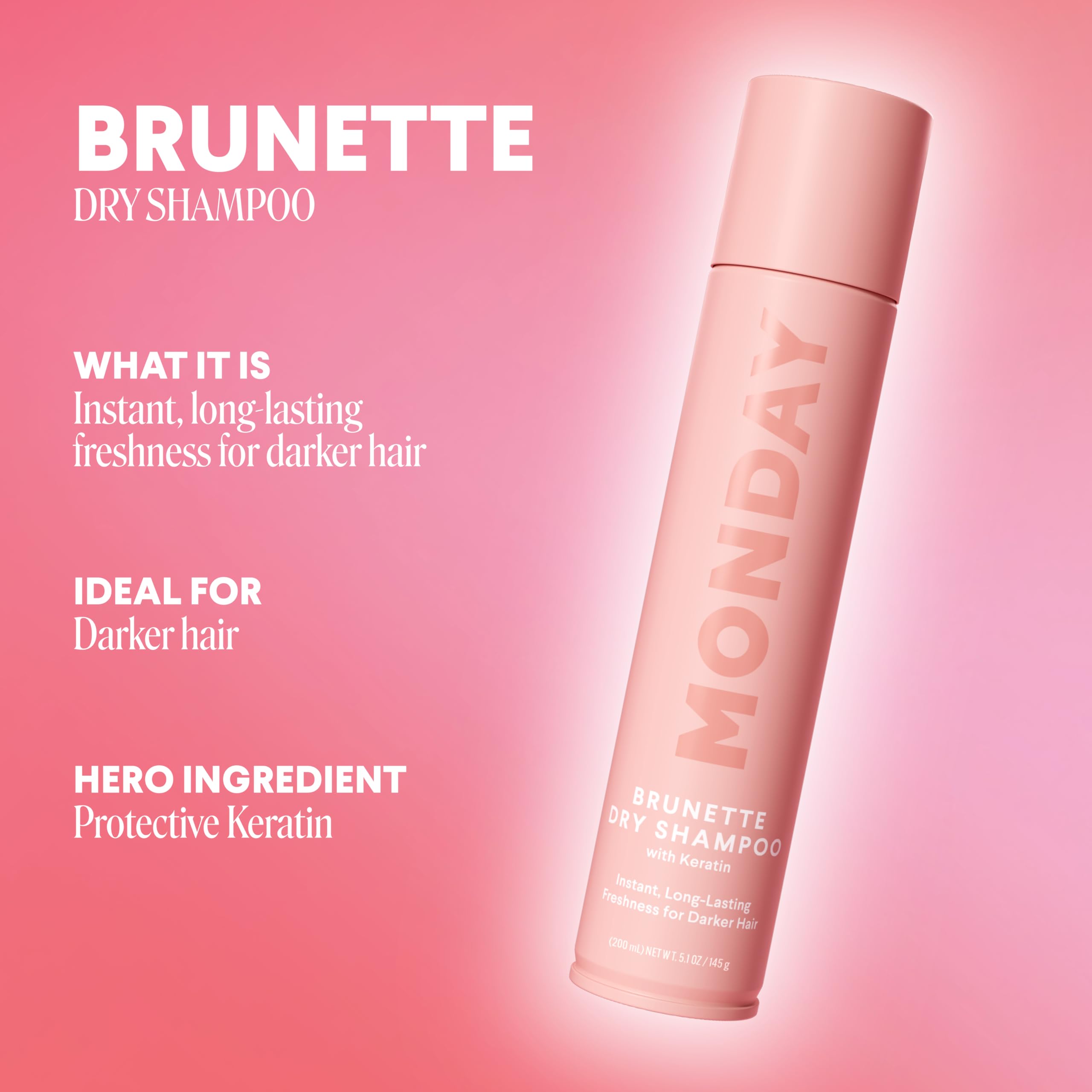 MONDAY Haircare Brunette Dry Shampoo para cabello oscuro, se integra sin residuo visible