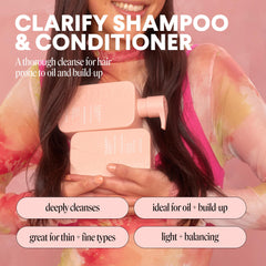 MONDAY Haircare Clarify acondicionador botella: suavidad y control del brillo.