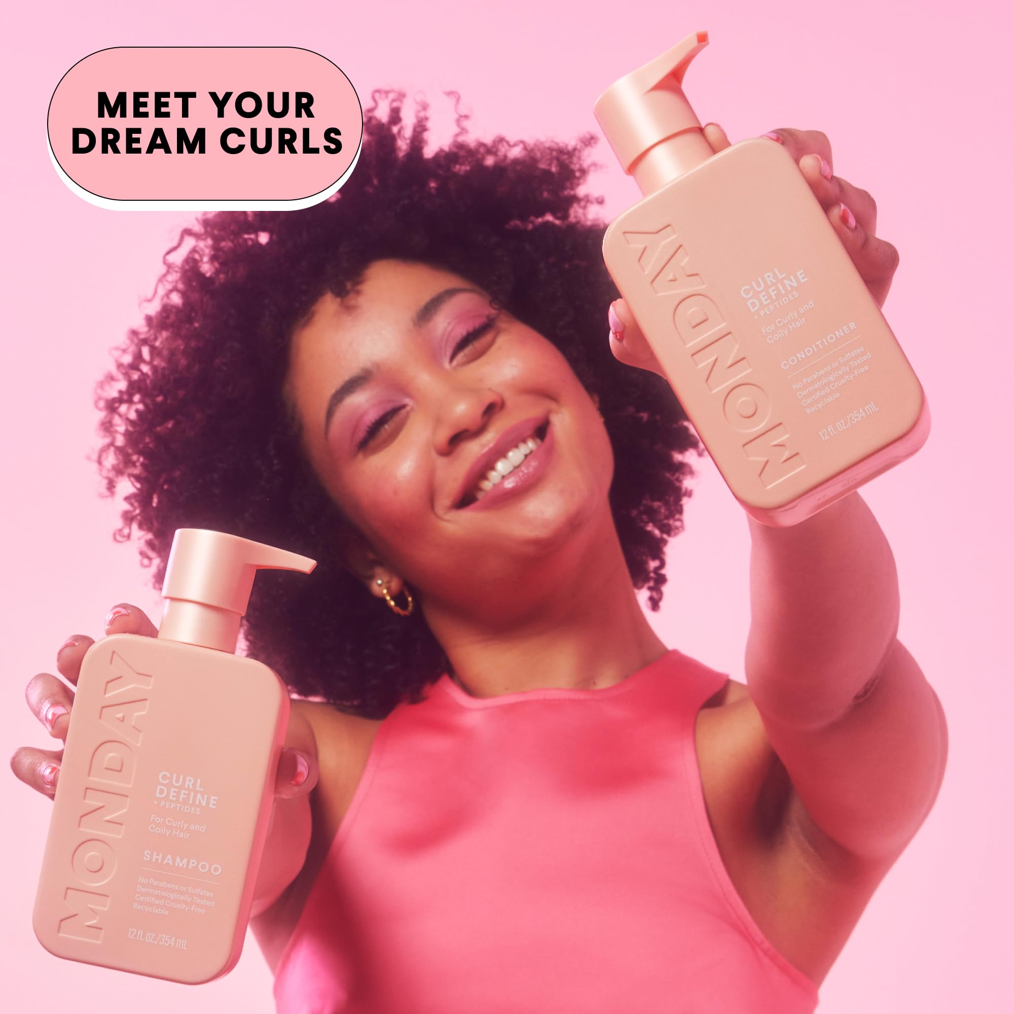 MONDAY CURL DEFINE packaging features coconut oil icon for hydration.