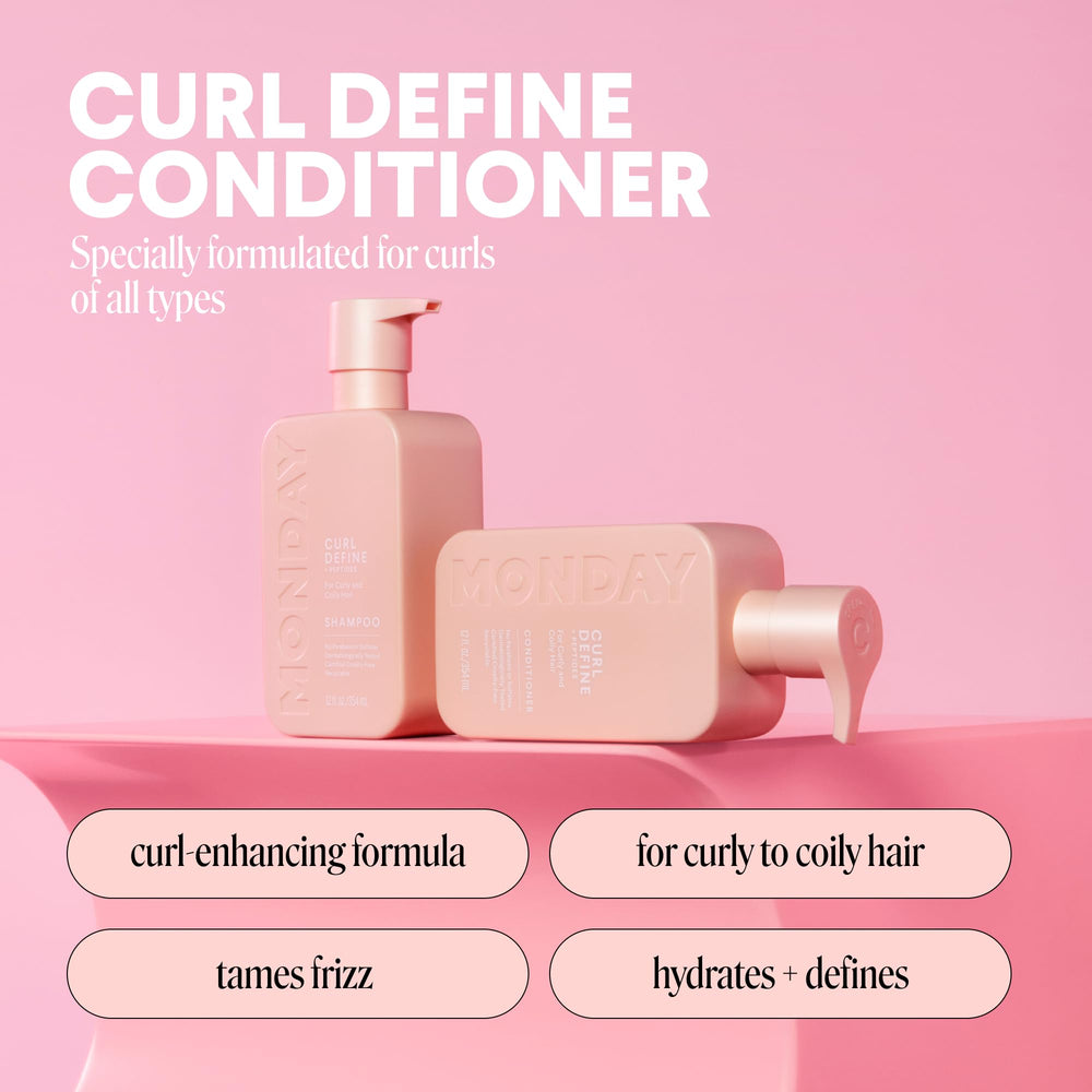 MONDAY CURL DEFINE ingredients label highlights peptides for resilience.