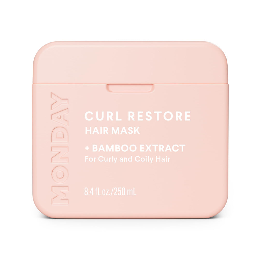 MONDAY Haircare Curl Restore with bamboo extract nourishes curls for hydration and shine.