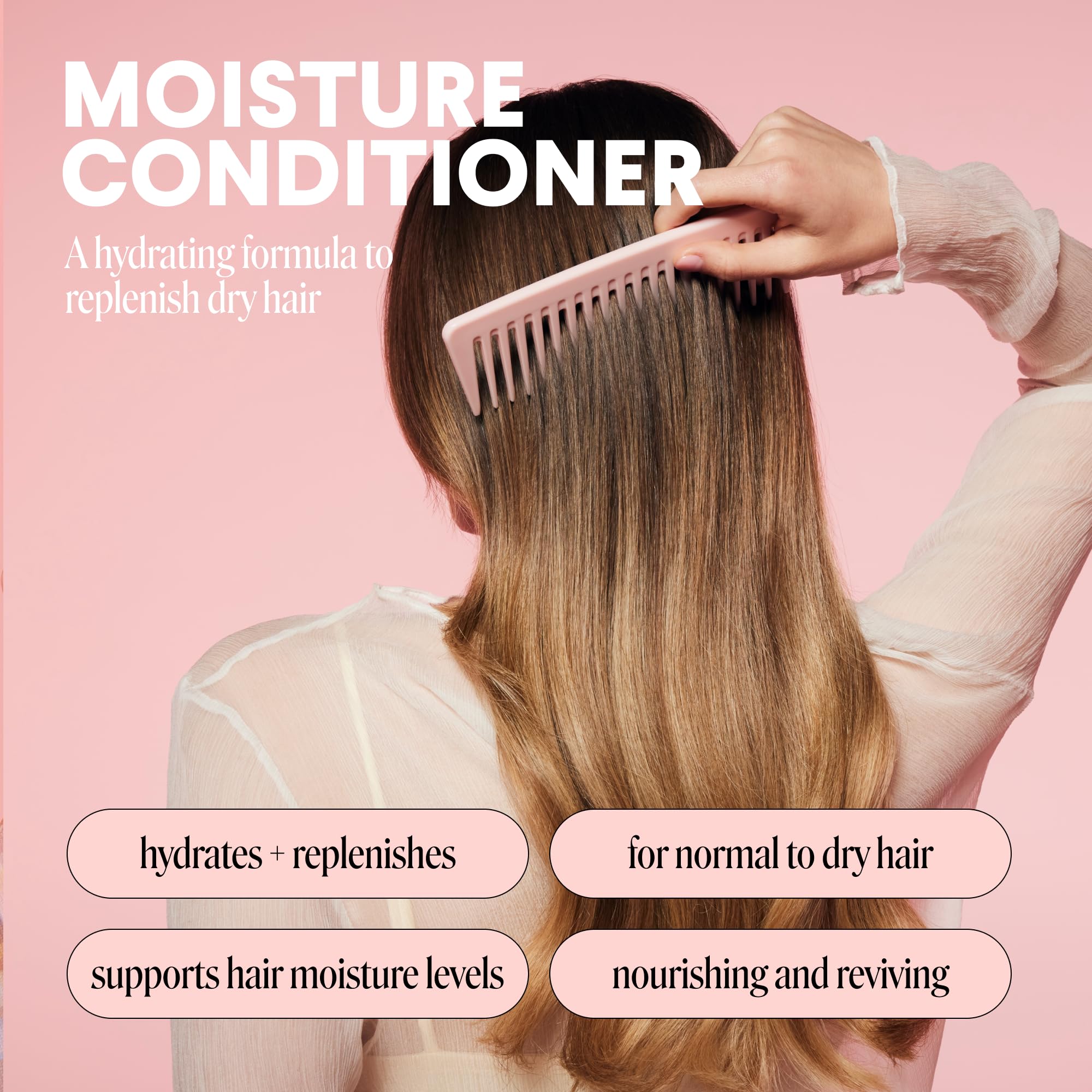MONDAY MOISTURE con ácido hialurónico ayuda a retener humedad en el cabello.