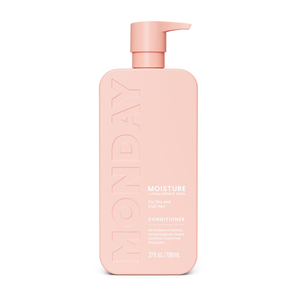 MONDAY MOISTURE en botella reciclable para hidratar cabello seco.