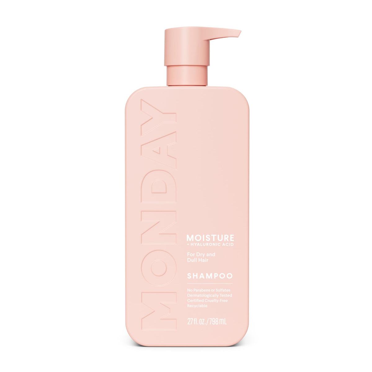 MONDAY Haircare MOISTURE, botella visible para hidratación del cabello seco.