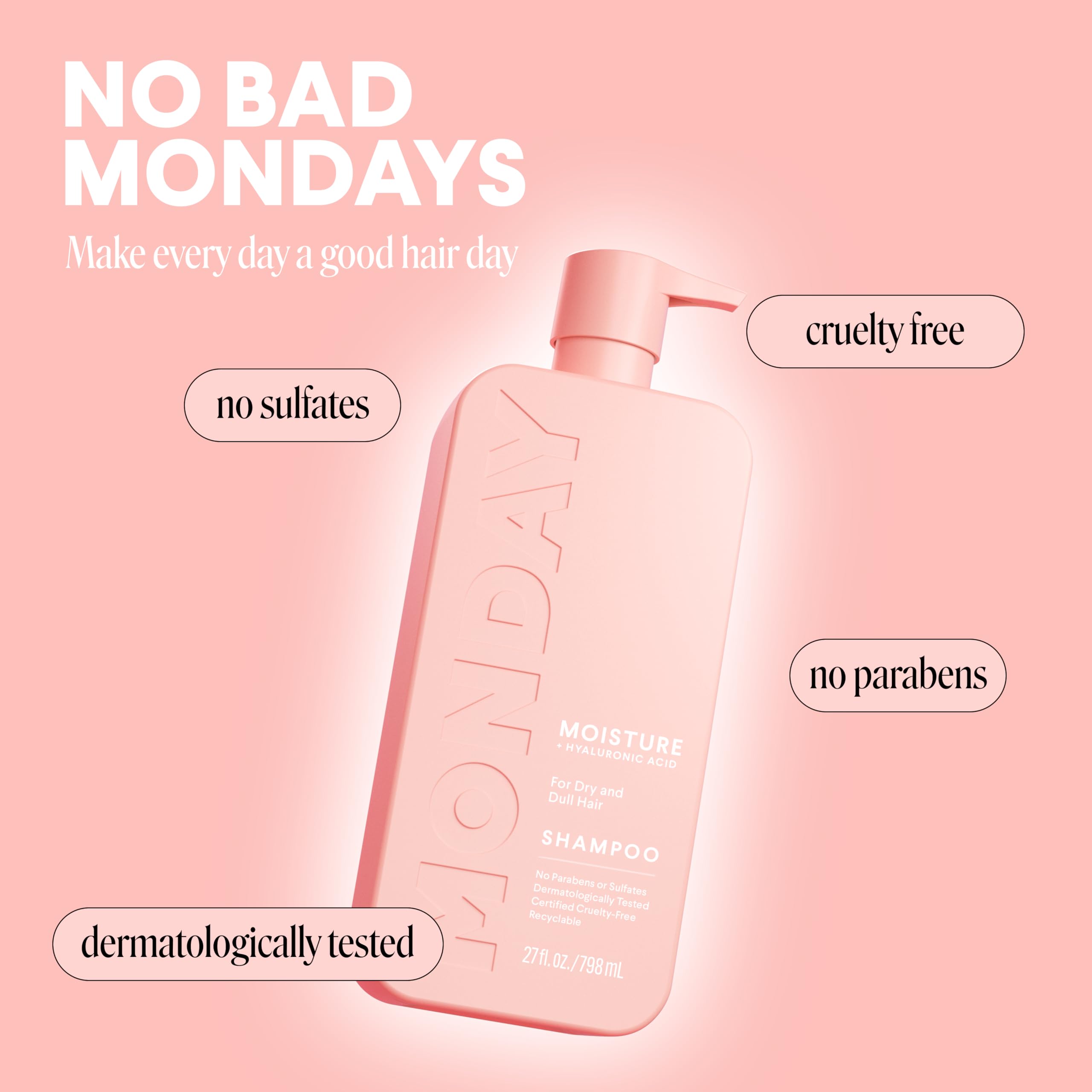 MONDAY Haircare MOISTURE, cabello más suave y manejable tras uso.