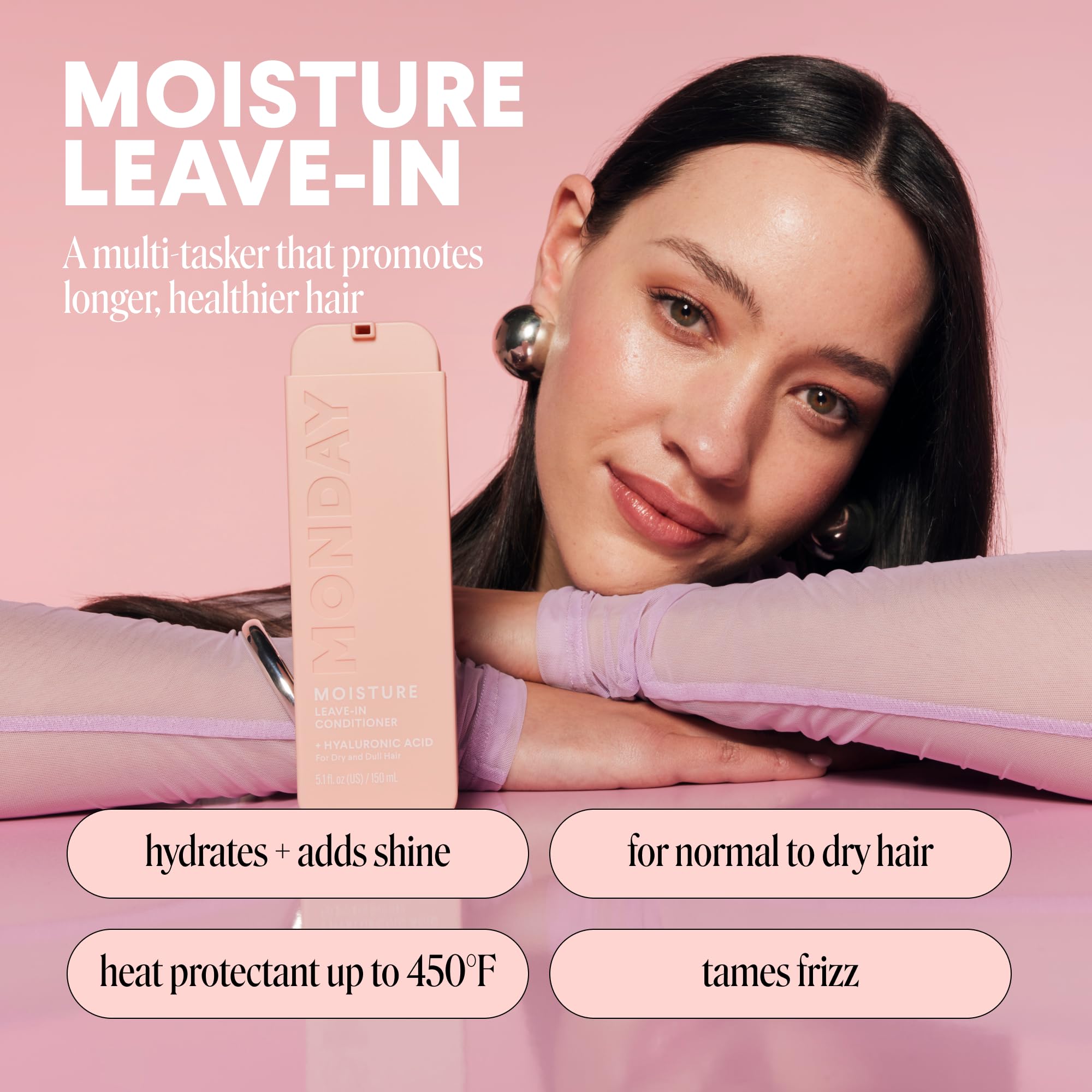 MONDAY Haircare MOISTURE applied to damp hair for even mid-length to ends coverage.