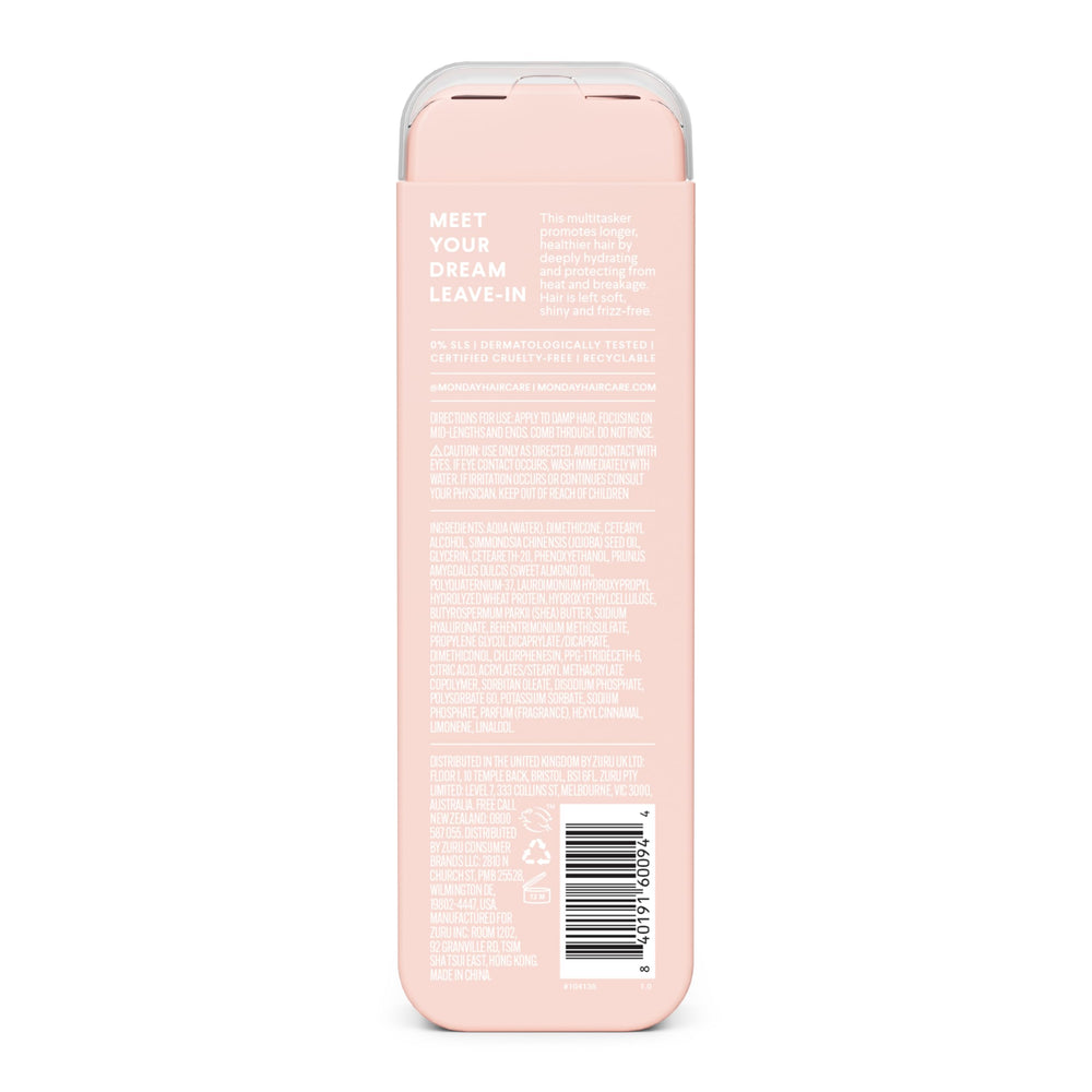 MONDAY Haircare MOISTURE bottle close-up highlighting clean ingredients and gentle formula.