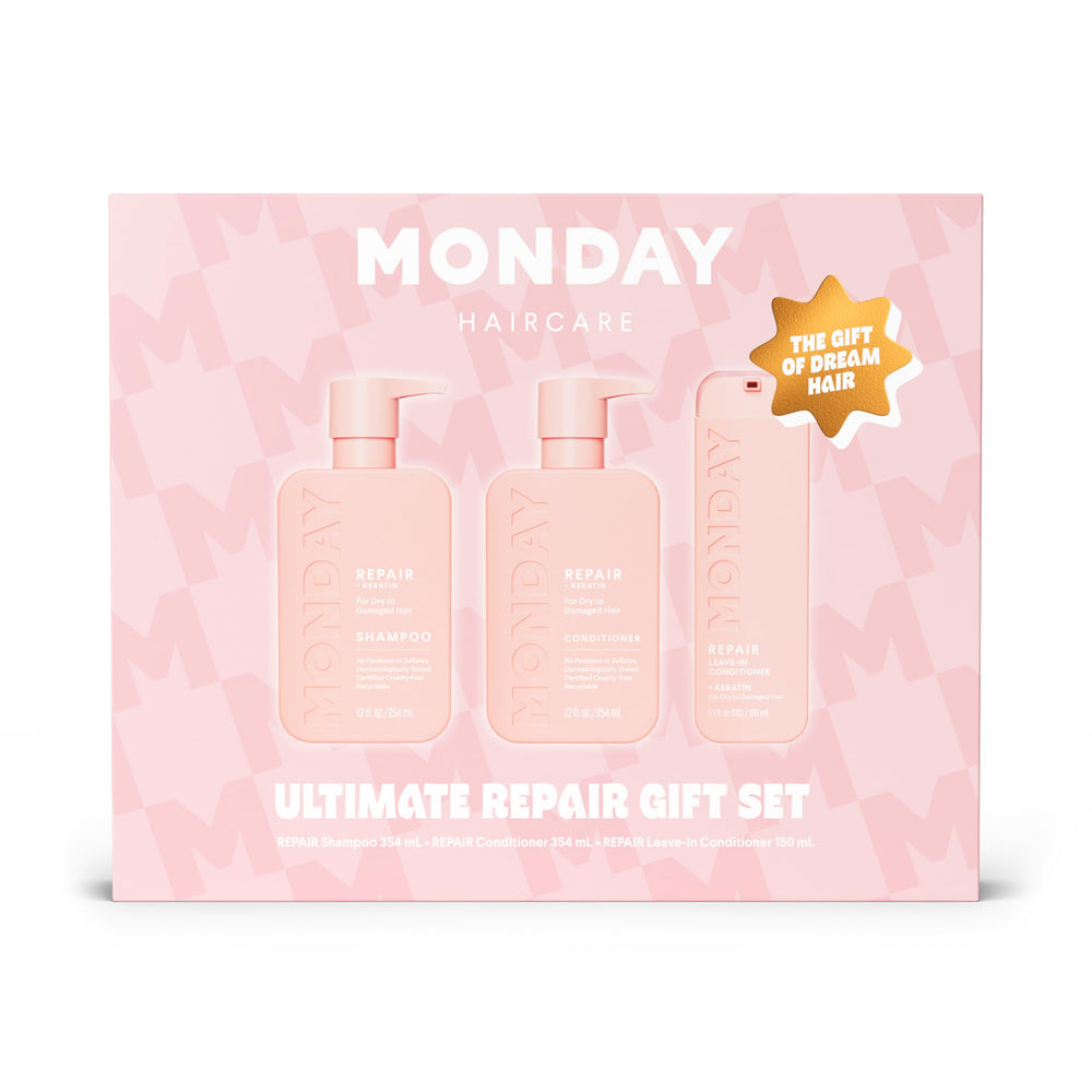 MONDAY Haircare Repair shampoo en botella, limpieza suave y nutrición para el cabello.