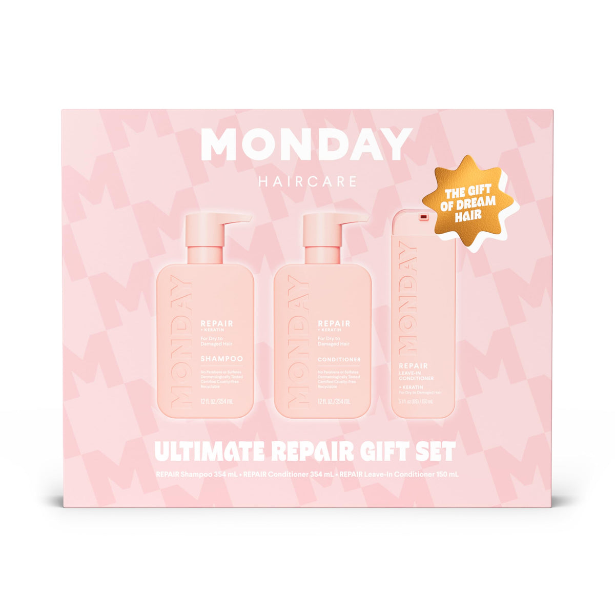 MONDAY Haircare Repair shampoo en botella, limpieza suave y nutrición para el cabello.