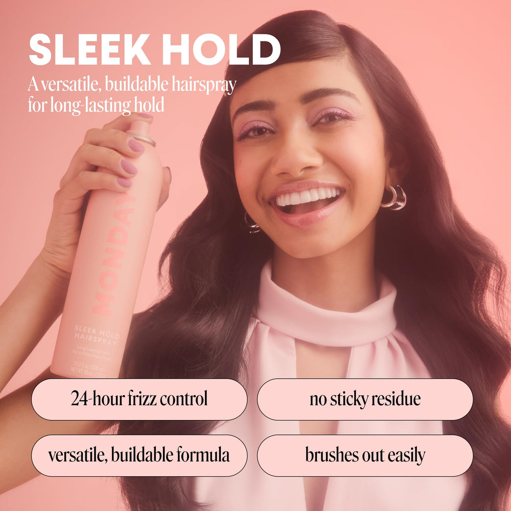 MONDAY HAIRCARE SLEEK HOLD, brillo sutil para looks pulidos.