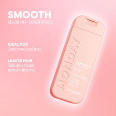 MONDAY Haircare Smooth espuma cremosa, primer plano para brillo natural.