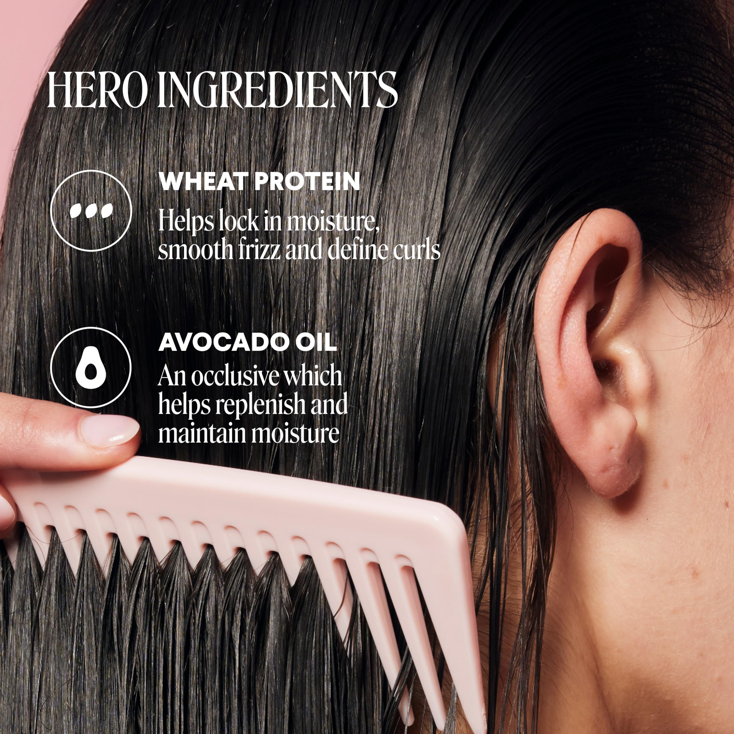 MONDAY Haircare Smooth proteína de trigo y aceite de aguacate, ingredientes clave.