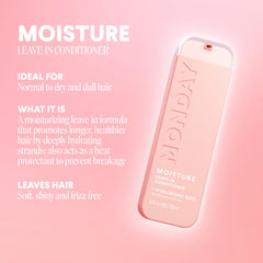 MONDAY Haircare textura cremosa, enfoque cercano, brillo sin peso.