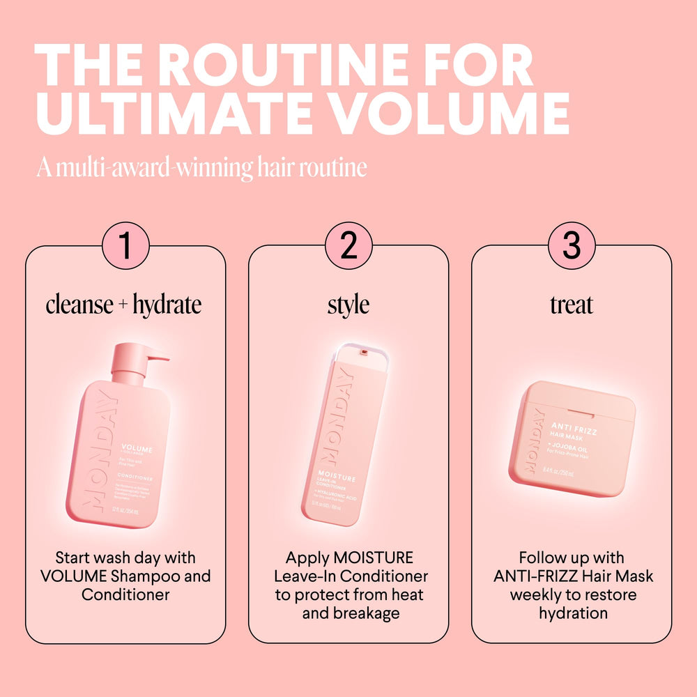 MONDAY Haircare Volume conditioner bottle emphasizes eco-friendly recyclable packaging.
