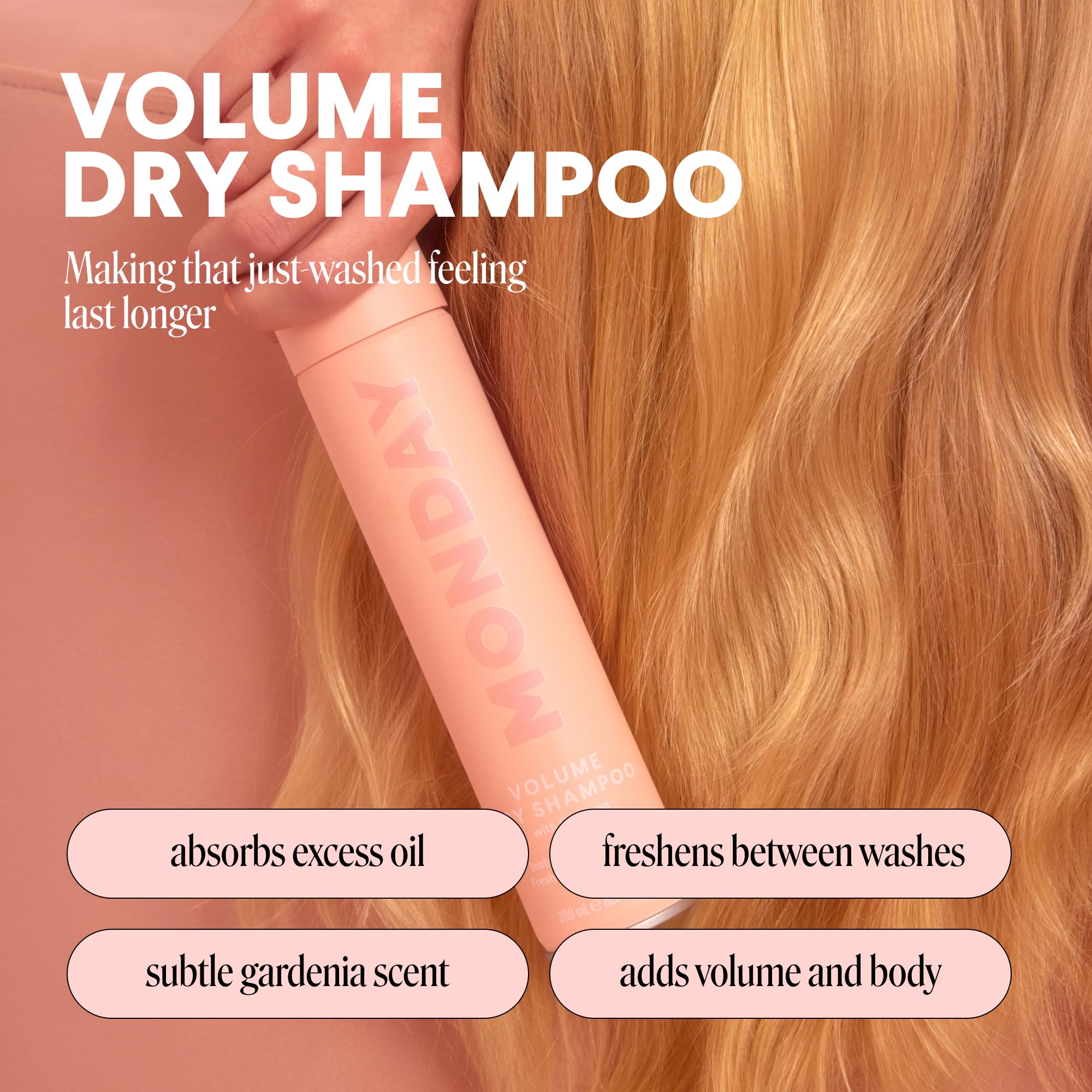MONDAY HAIRCARE Volume Dry Shampoo texture close-up adds body to thin hair