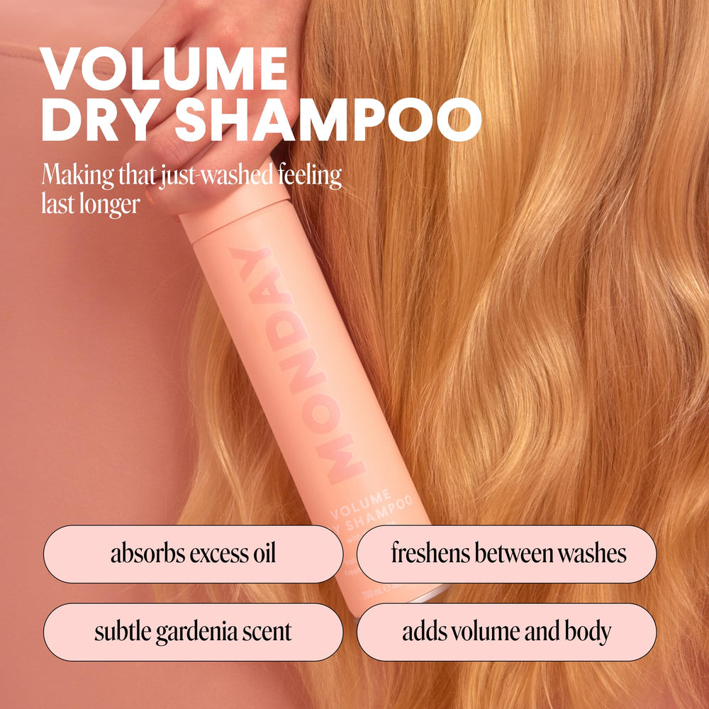 MONDAY HAIRCARE Volume Dry Shampoo texture close-up adds body to thin hair