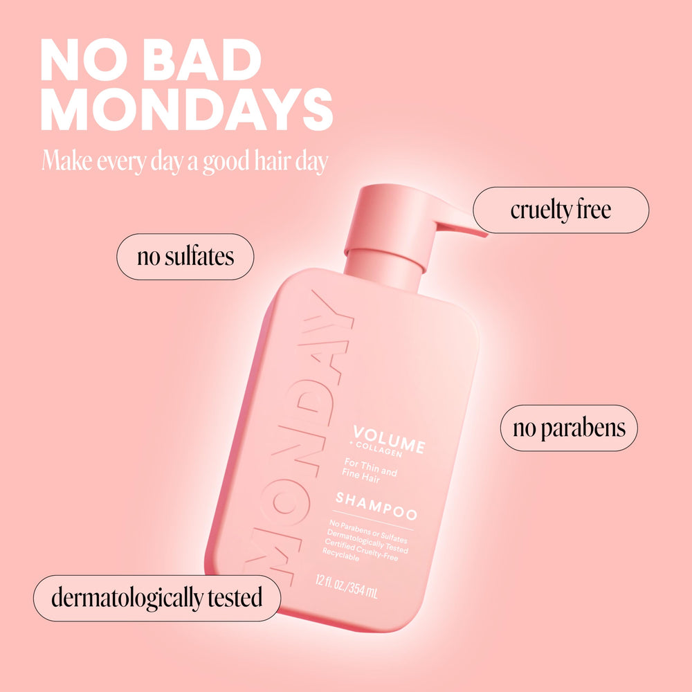 MONDAY Volume Shampoo pH-balanced label close-up for gentleness