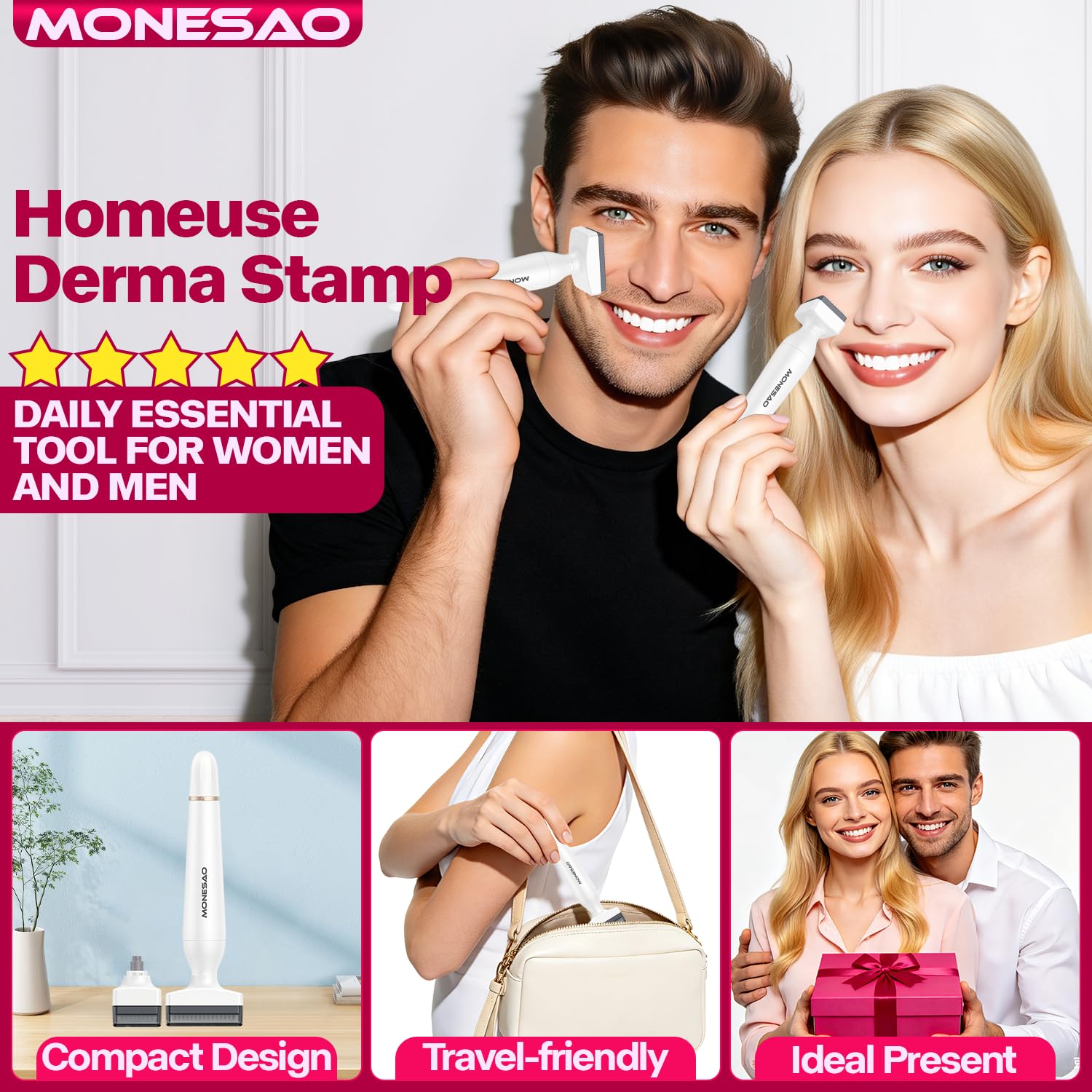 MONESAO Derma Stamp kit with two heads for versatile routines.