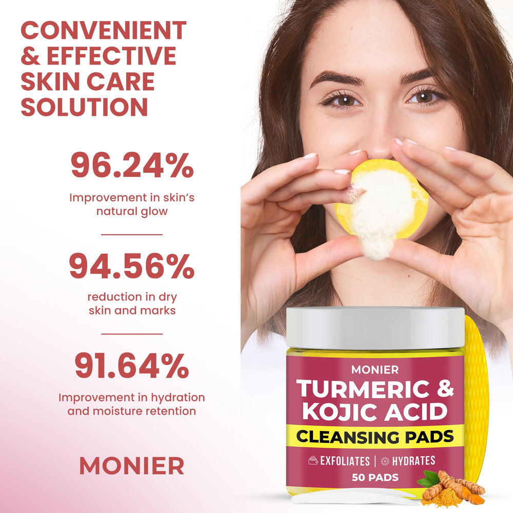 MONIER ingredientes naturales aloe, cúrcuma y ácido kojico en disco limpiador.