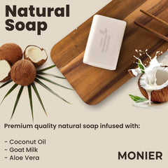 MONIER barra de jabón, triple molienda para mayor durabilidad y espuma estable.