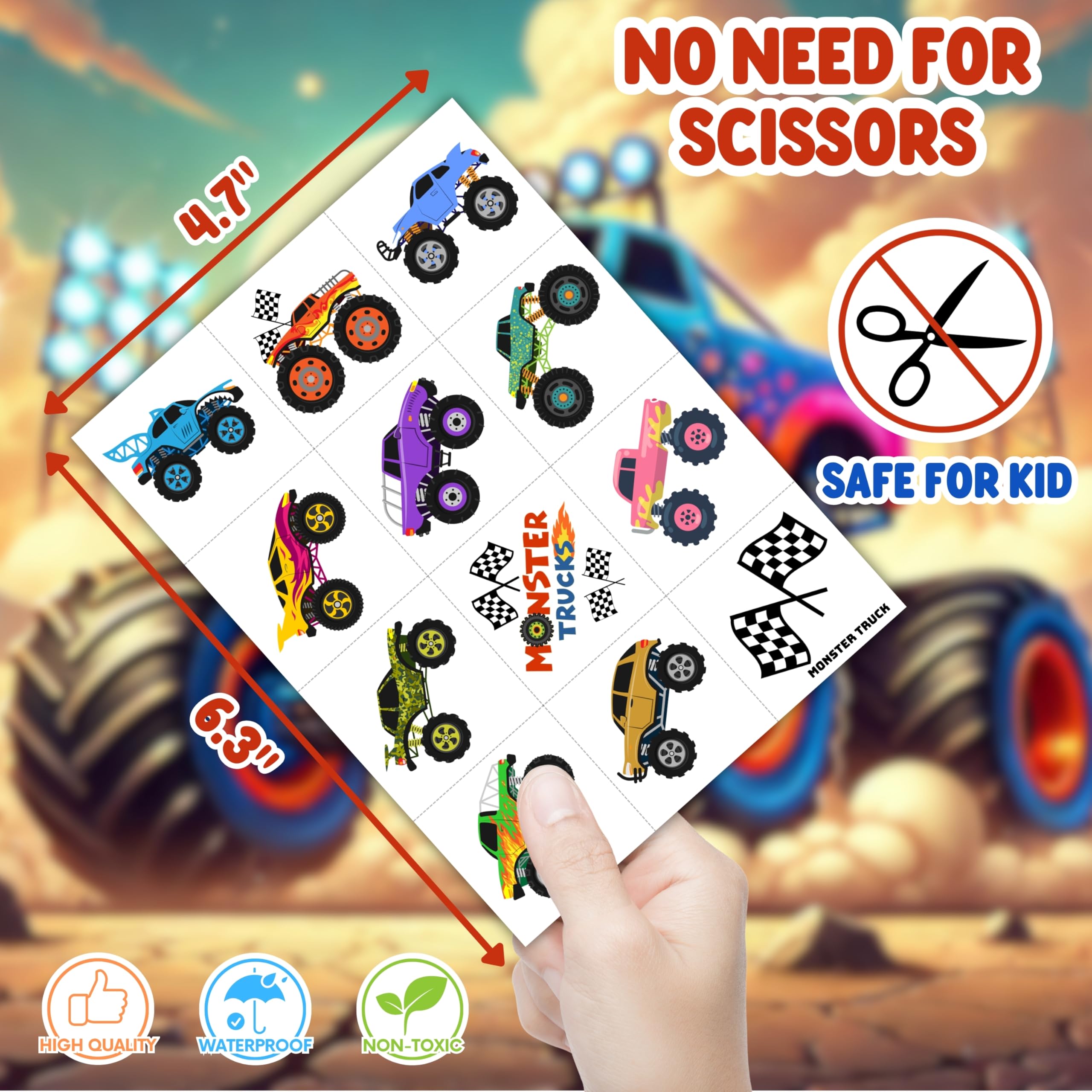 Monster Truck Tattoos make great party favors and decorations for boys' birthdays.
