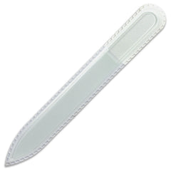 Mont Bleu premium glass nail file close-up showing a smooth glide for nails.