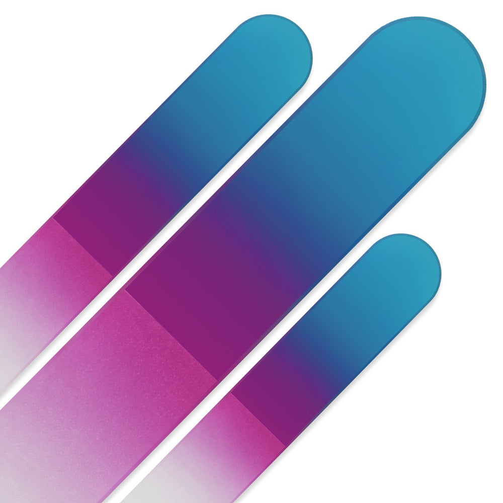 Mont Bleu 135 mm glass nail file with rainbow hues for smooth nails and detailed shaping.