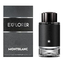 Montblanc Explorer bottle closeup highlights engraved details and premium finishing