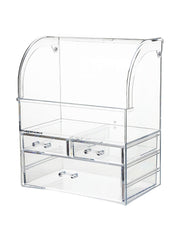 MOOCHI professional makeup display case neatly presents cosmetics on any countertop.