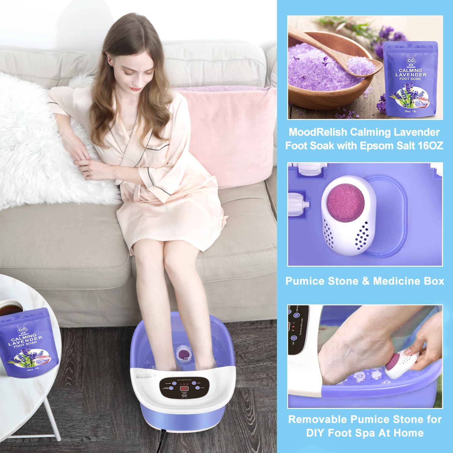 MoodRelish 22 massage rollers target tension along the soles.