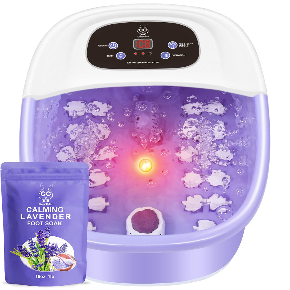MoodRelish foot spa with heat, bubbles and jets for a relaxing soak.