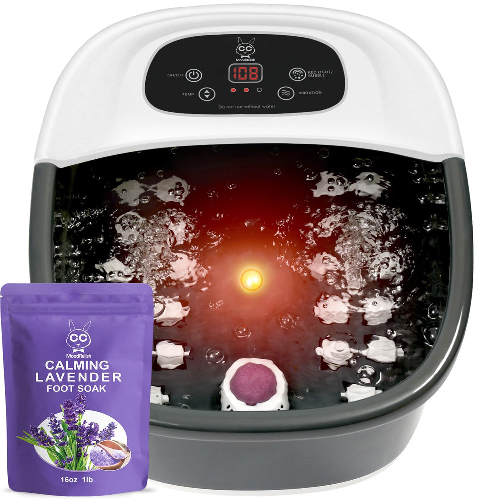 MoodRelish foot spa with heat and bubbles for soothing relief.