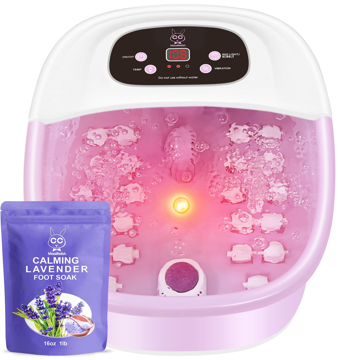 MoodRelish Foot Spa with heat and bubbles for a warm, relaxing soak at home.