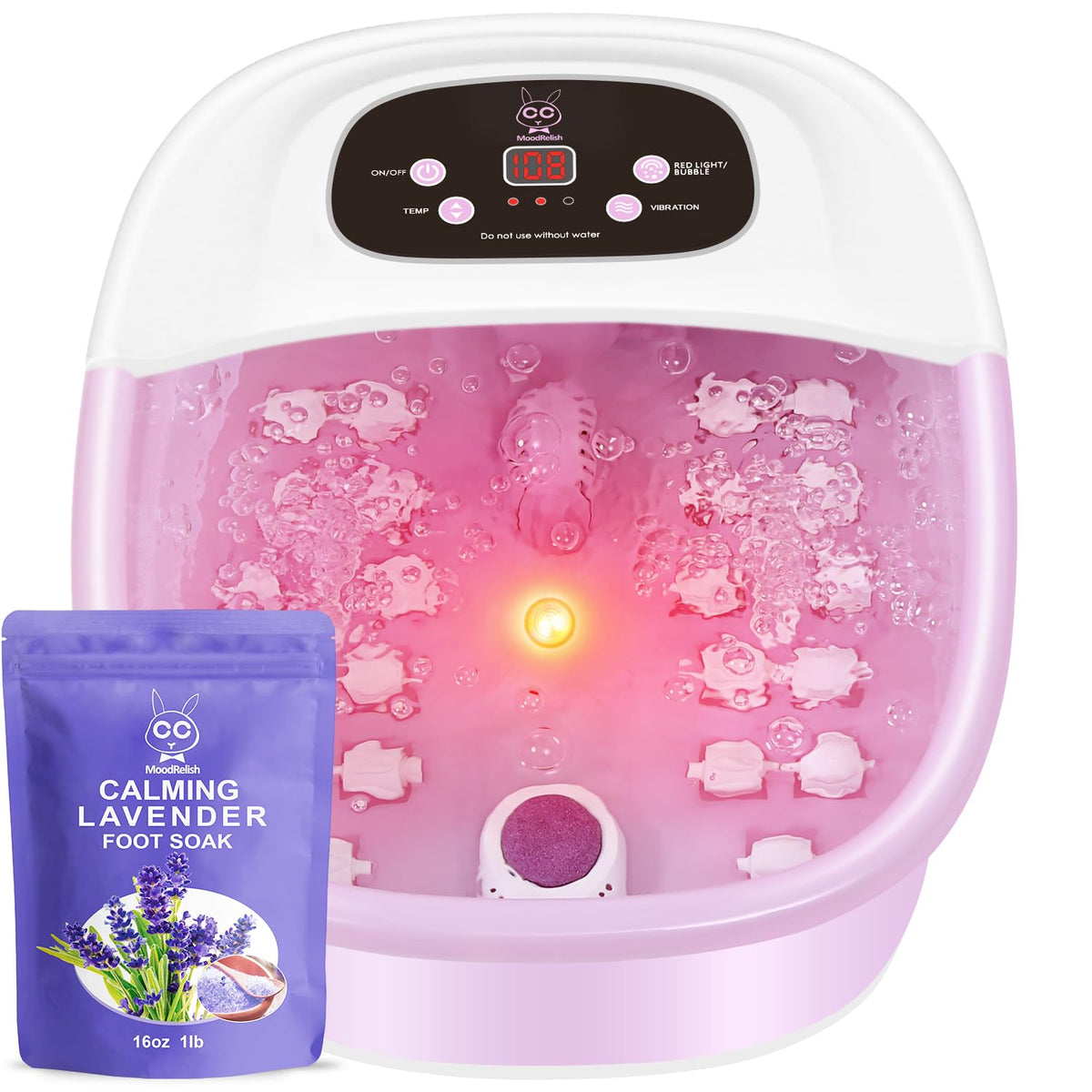 MoodRelish Foot Spa with heat and bubbles for a warm, relaxing soak at home.