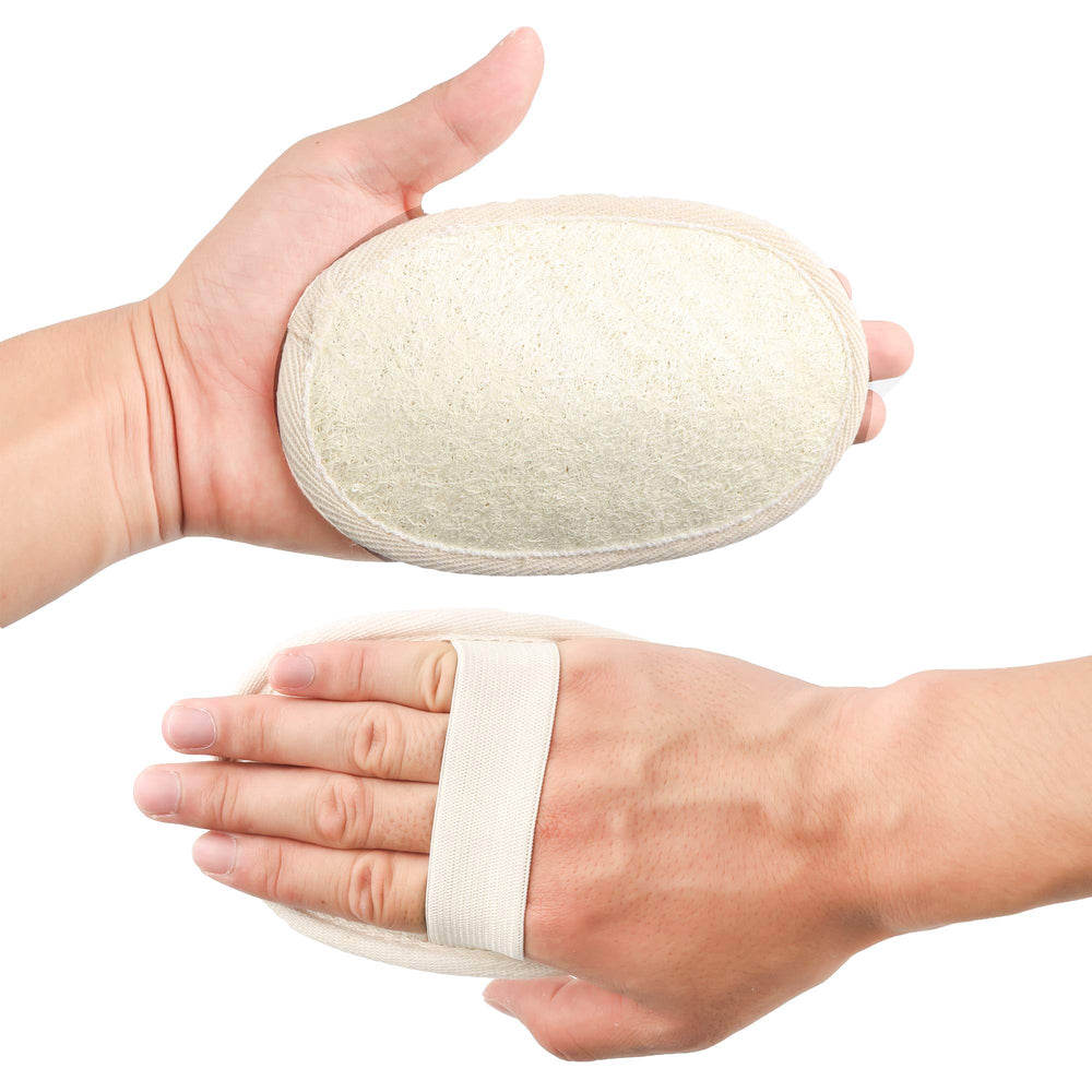 Lufa natural con tela terry Mooerca para exfoliar suavemente durante la ducha.