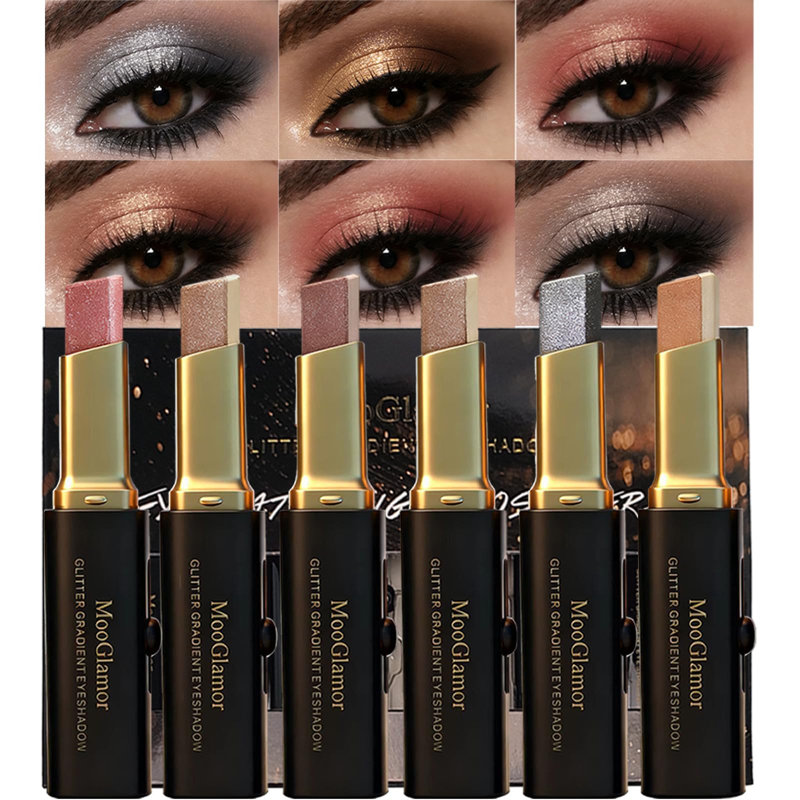 MooGlamor Glitter Stick: gradiente de dos tonos para un look suave y rapido.