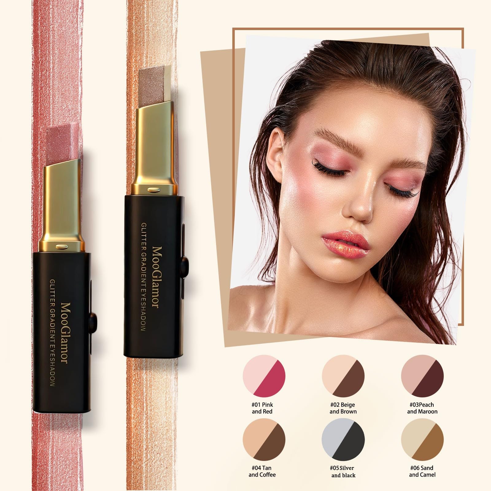 MooGlamor Glitter Stick: resistente al agua para color que perdura todo el dia.