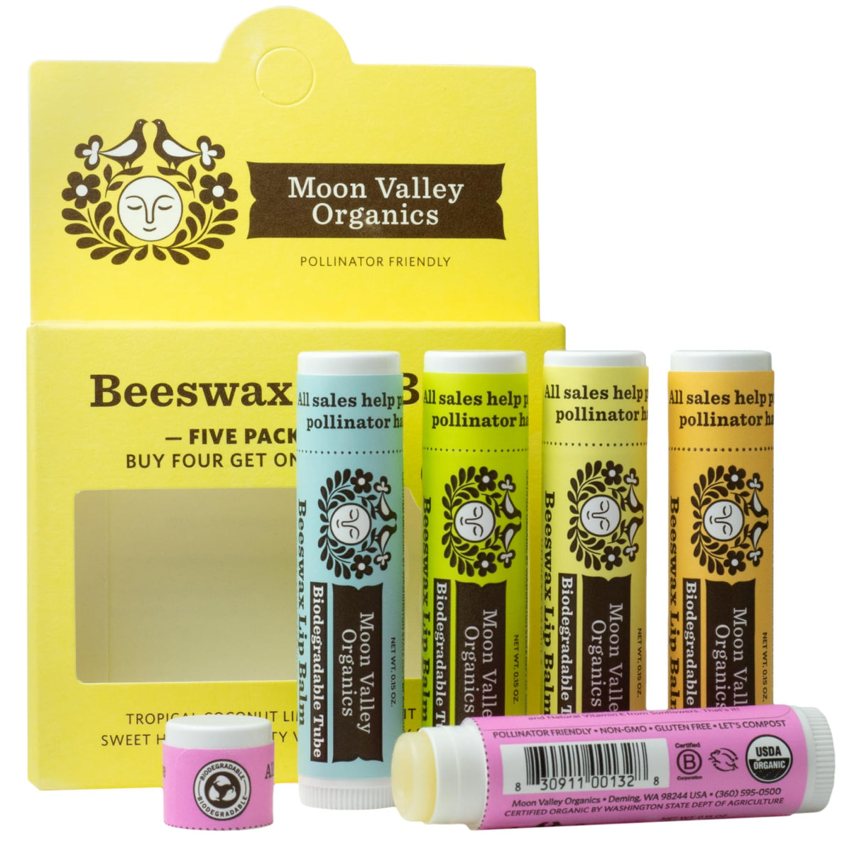 Moon Valley Organics bálsamo labial vainilla para hidratación suave de labios