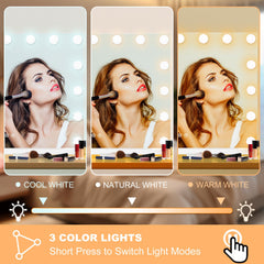 Moonee vanity mirror with 3 color modes for adaptable lighting.